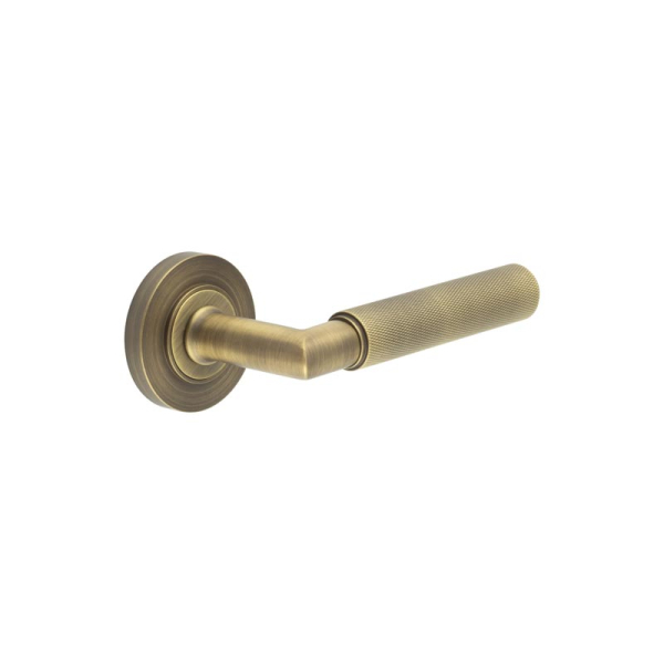 Piccadilly Door Handle on Plain Rose Antique Brass