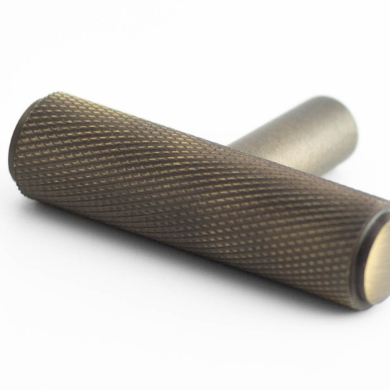 Piccadilly Knurled Brass T Bar Door Cupboard Knobs