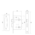 Jedo Kontrax Bathroom locks with Square Forend & Radiused Strike Plate 65mm Black