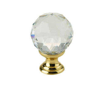 30mm Polished Brass Crystal Faceted Cupboard Knob 30mm Polished Brass Crystal Faceted Cupboard Knob