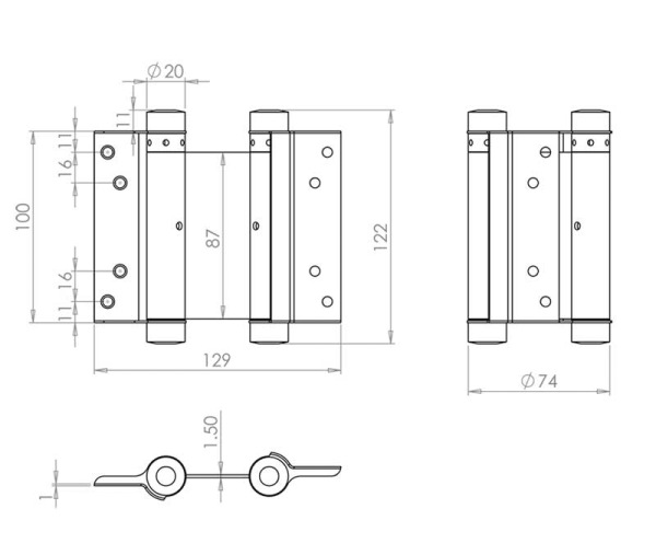 Double Action Steel Spring Hinges | Frelan Hardware Double Action Steel ...