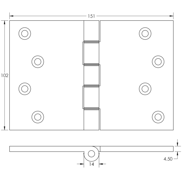 Project Out Hinge Projection Hinges Projection Hinges 102x151x3.5mm Satin Chrome | Frelan ...
