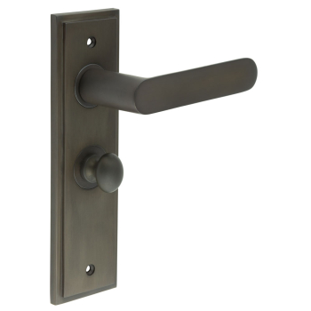 Kensington Door Handle Bathroom Backplate Dark Bronze & Turn & Release Kensington Door Handle Bathroom Backplate Dark Bronze & Turn & Release