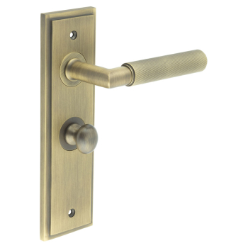 Piccadilly Door Handle Bathroom Backplate Antique Brass & Turn & Release Piccadilly Door Handle Bathroom Backplate Antique Brass & Turn & Release