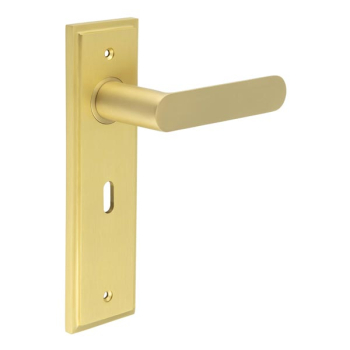 Kensington Door Handle Lock Backplate Satin Brass Kensington Door Handle Lock Backplate Satin Brass