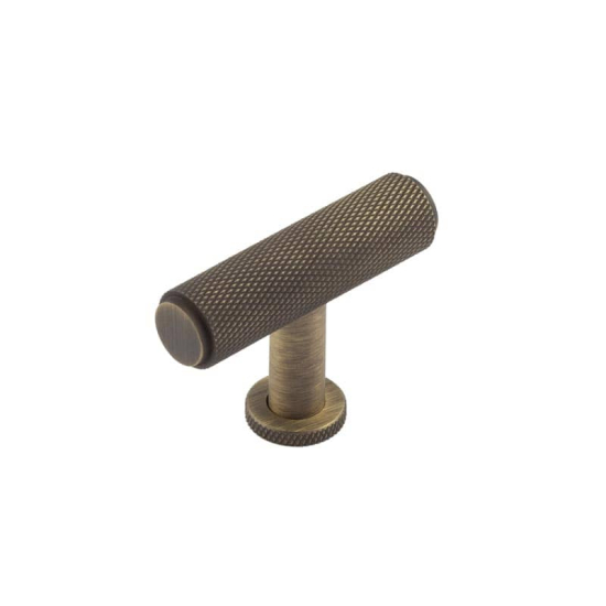 Piccadilly Knurled T Bar Cupboard Knobs Antique Brass