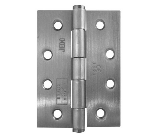 Jedo Grade 7 Steel Heavy Duty Button Tip Hinges 102x76x2.5mm Satin Nickel
