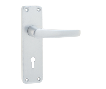 Contract Door Handle on Lockplate Satin Anodised Aluminium Contract Door Handle on Lockplate Satin Anodised Aluminium