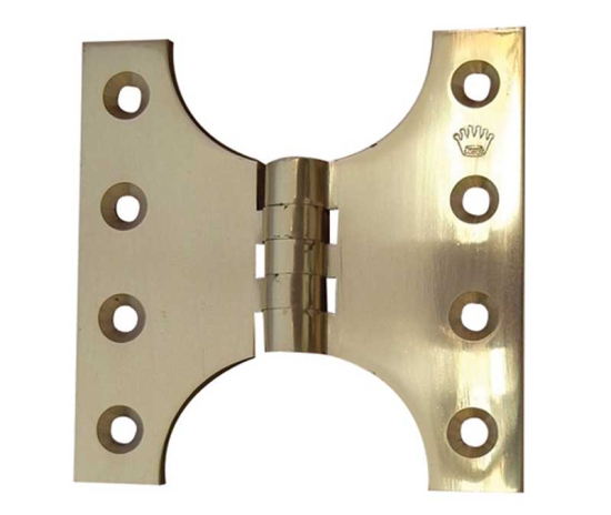 Crown Parliament Hinges 102x102x4mm Polished Brass