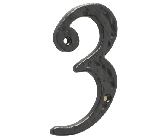 Antique Door Numerals 3 Black No. 3