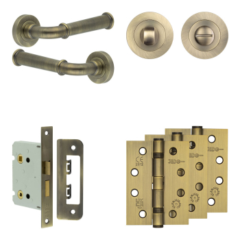 Complete Classic Door Handle Pack - Bathroom - Antique Brass Complete Classic Door Handle Pack - Bathroom - Antique Brass