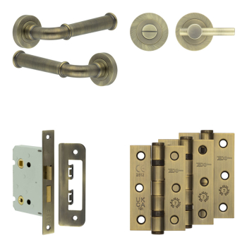 Complete Classic Door Handle Pack - Bathroom - Antique Brass Complete Classic Door Handle Pack - Bathroom - Antique Brass