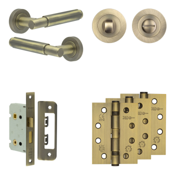 Complete Bloom Door Handle Pack - Bathroom - Antique Brass Complete Bloom Door Handle Pack - Bathroom - Antique Brass