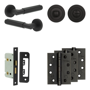 Complete Bloom Door Handle Pack - Bathroom - Black Complete Bloom Door Handle Pack - Bathroom - Black