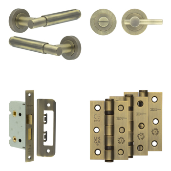 Complete Bloom Door Handle Pack - Bathroom - Antique Brass Complete Bloom Door Handle Pack - Bathroom - Antique Brass