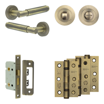 Complete Bloom Door Handle Pack - Bathroom - Antique Brass Complete Bloom Door Handle Pack - Bathroom - Antique Brass