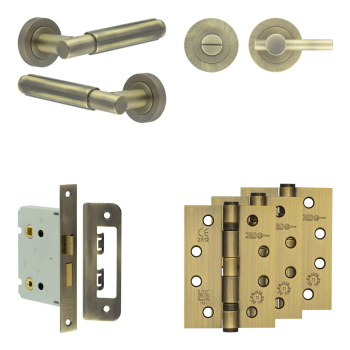 Complete Bloom Door Handle Pack - Bathroom - Antique Brass Complete Bloom Door Handle Pack - Bathroom - Antique Brass