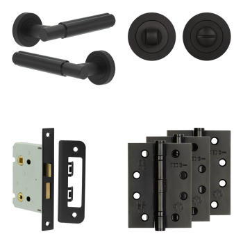 Complete Bloom Door Handle Pack - Bathroom - Black Complete Bloom Door Handle Pack - Bathroom - Black