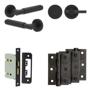 Complete Bloom Door Handle Pack - Bathroom - Black Complete Bloom Door Handle Pack - Bathroom - Black