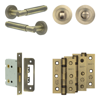 Complete Bloom Door Handle Pack - Bathroom - Antique Brass Complete Bloom Door Handle Pack - Bathroom - Antique Brass