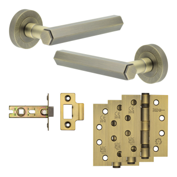 Complete Hex Door Handle Pack - Internal Doors - Antique Brass Complete Hex Door Handle Pack - Internal Doors - Antique Brass