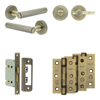 Complete Hex Door Handle Pack - Internal Doors - Antique Brass Complete Hex Door Handle Pack - Internal Doors - Antique Brass