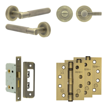 Complete Bari Door Handle Pack - Bathroom - Antique Brass Complete Bari Door Handle Pack - Bathroom - Antique Brass