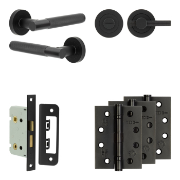 Complete Bari Door Handle Pack - Bathroom - Black Complete Bari Door Handle Pack - Bathroom - Black