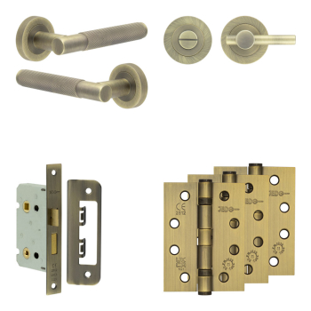 Complete Bari Door Handle Pack - Bathroom - Antique Brass Complete Bari Door Handle Pack - Bathroom - Antique Brass