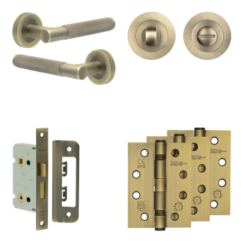 Complete Bari Door Handle Pack - Bathroom - Antique Brass Complete Bari Door Handle Pack - Bathroom - Antique Brass