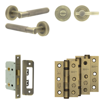 Complete Bari Door Handle Pack - Bathroom - Antique Brass Complete Bari Door Handle Pack - Bathroom - Antique Brass