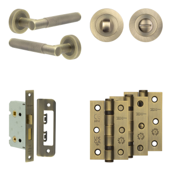 Complete Bari Door Handle Pack - Bathroom - Antique Brass Complete Bari Door Handle Pack - Bathroom - Antique Brass