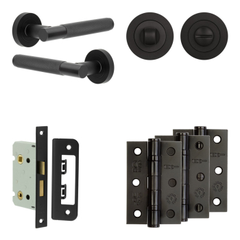 Complete Bari Door Handle Pack - Bathroom - Black Complete Bari Door Handle Pack - Bathroom - Black