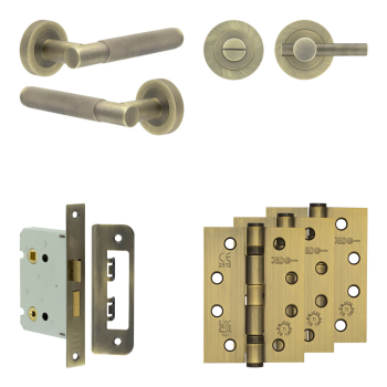 Complete Bari Door Handle Pack - Bathroom - Antique Brass Complete Bari Door Handle Pack - Bathroom - Antique Brass