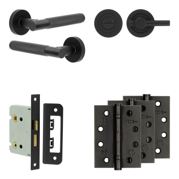 Complete Bari Door Handle Pack - Bathroom - Black Complete Bari Door Handle Pack - Bathroom - Black