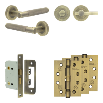 Complete Bari Door Handle Pack - Bathroom - Antique Brass Complete Bari Door Handle Pack - Bathroom - Antique Brass