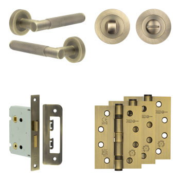 Complete Bari Door Handle Pack - Bathroom - Antique Brass Complete Bari Door Handle Pack - Bathroom - Antique Brass