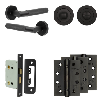 Complete Bari Door Handle Pack - Bathroom - Black Complete Bari Door Handle Pack - Bathroom - Black