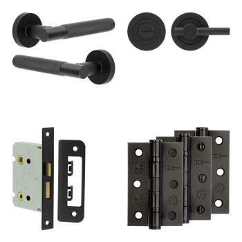 Complete Bari Door Handle Pack - Bathroom - Black Complete Bari Door Handle Pack - Bathroom - Black