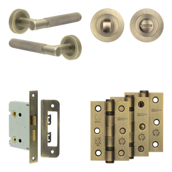 Complete Bari Door Handle Pack - Bathroom - Antique Brass Complete Bari Door Handle Pack - Bathroom - Antique Brass