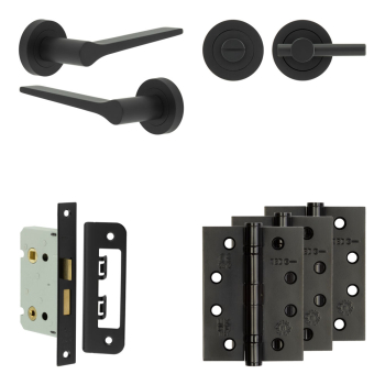 Complete Gio Door Handle Pack - Bathroom - Black Complete Gio Door Handle Pack - Bathroom - Black
