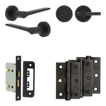 Complete Gio Door Handle Pack - Bathroom - Black Complete Gio Door Handle Pack - Bathroom - Black