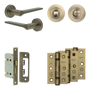 Complete Gio Door Handle Pack - Bathroom - Antique Brass Complete Gio Door Handle Pack - Bathroom - Antique Brass