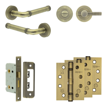 Complete Midtown Door Handle Pack - Bathroom - Antique Brass Complete Midtown Door Handle Pack - Bathroom - Antique Brass