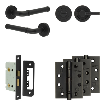 Complete Midtown Door Handle Pack - Bathroom - Black Complete Midtown Door Handle Pack - Bathroom - Black