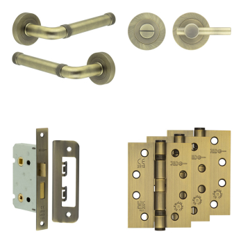 Complete Midtown Door Handle Pack - Bathroom - Antique Brass Complete Midtown Door Handle Pack - Bathroom - Antique Brass
