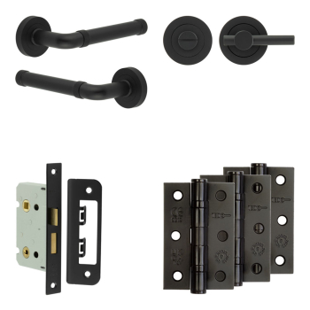 Complete Midtown Door Handle Pack - Bathroom - Black Complete Midtown Door Handle Pack - Bathroom - Black