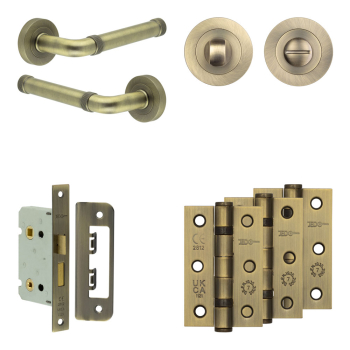 Complete Midtown Door Handle Pack - Bathroom - Antique Brass Complete Midtown Door Handle Pack - Bathroom - Antique Brass