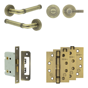 Complete Midtown Door Handle Pack - Bathroom - Antique Brass Complete Midtown Door Handle Pack - Bathroom - Antique Brass