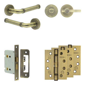 Complete Midtown Door Handle Pack - Bathroom - Antique Brass Complete Midtown Door Handle Pack - Bathroom - Antique Brass
